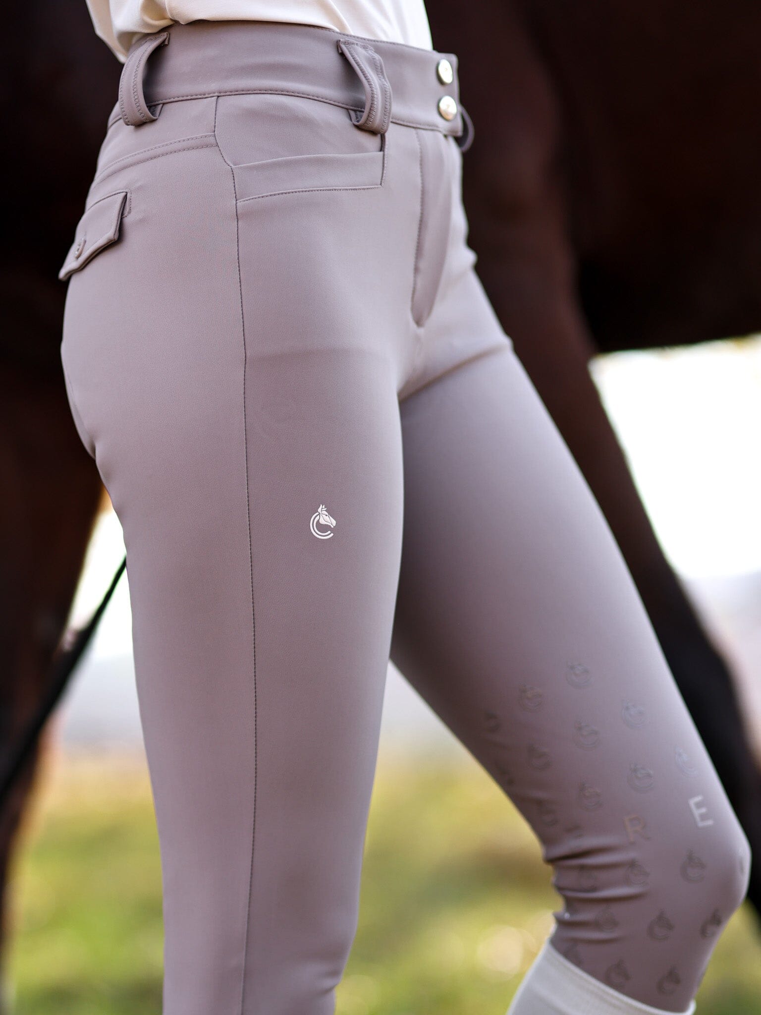 Brianne Lightweight Breeches in Simply Taupe - Premium Riding Breeches C R I N I Ē R E