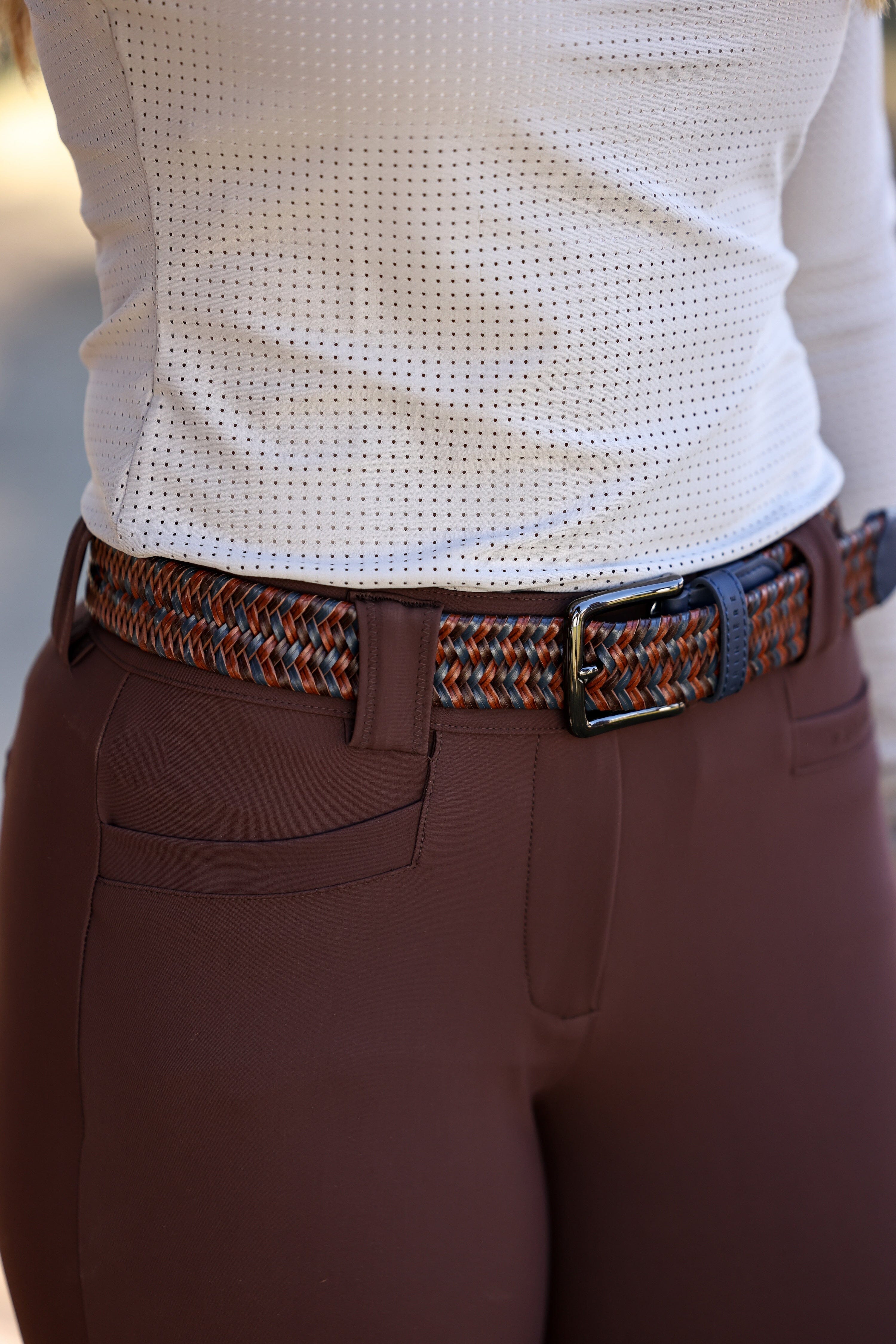 Elastic Braided Leather Belt | Navy &amp; Brown CriniereLife 