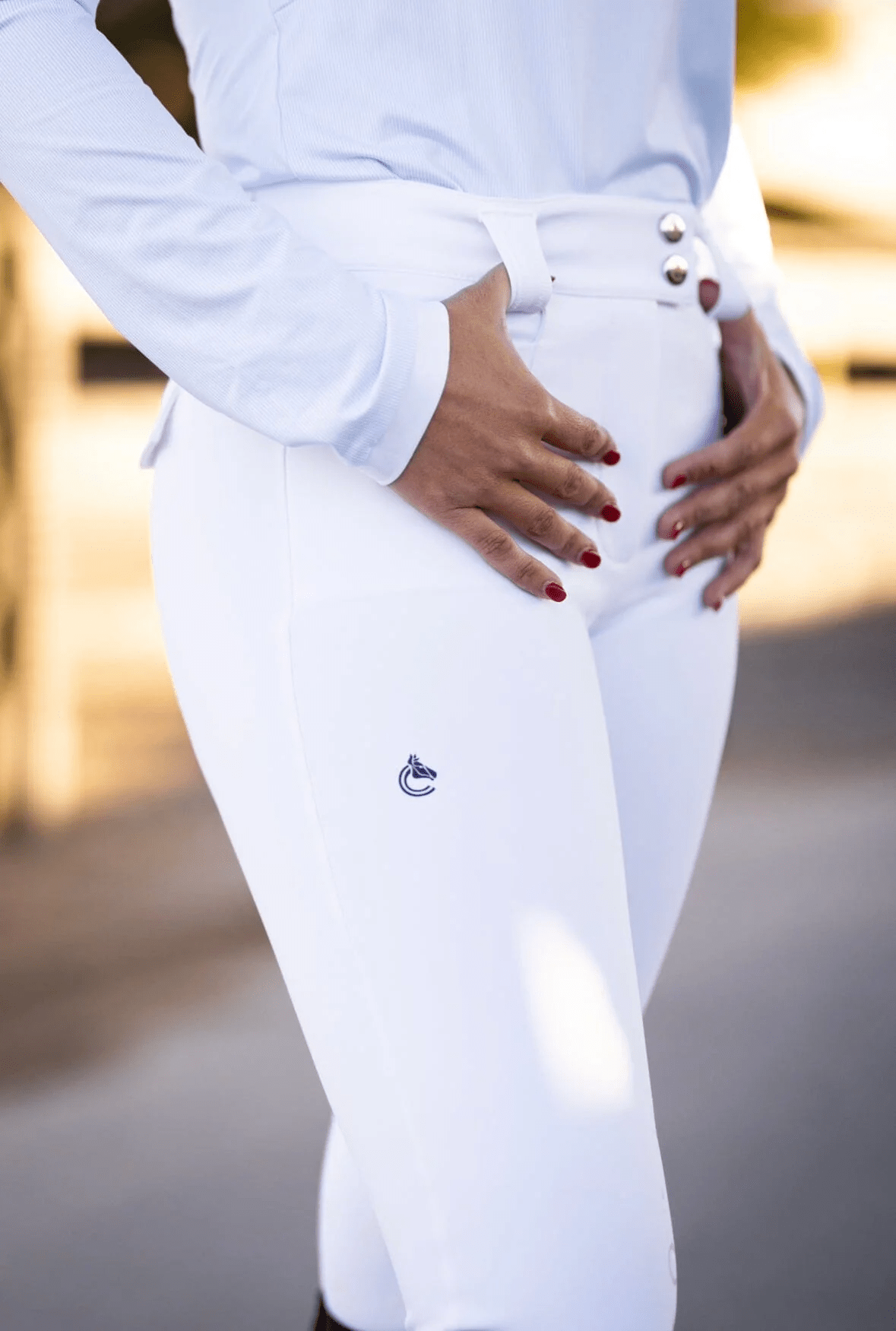 Juliette High Compression Show Breeches | White - Sample Sale Riding Breeches C R I N I Ē R E 