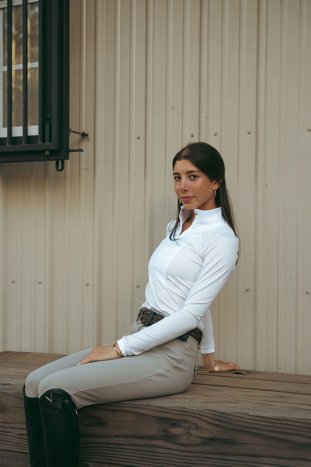 Monique Show Shirt | Taupe Stripes Show Shirts CriniereLife 